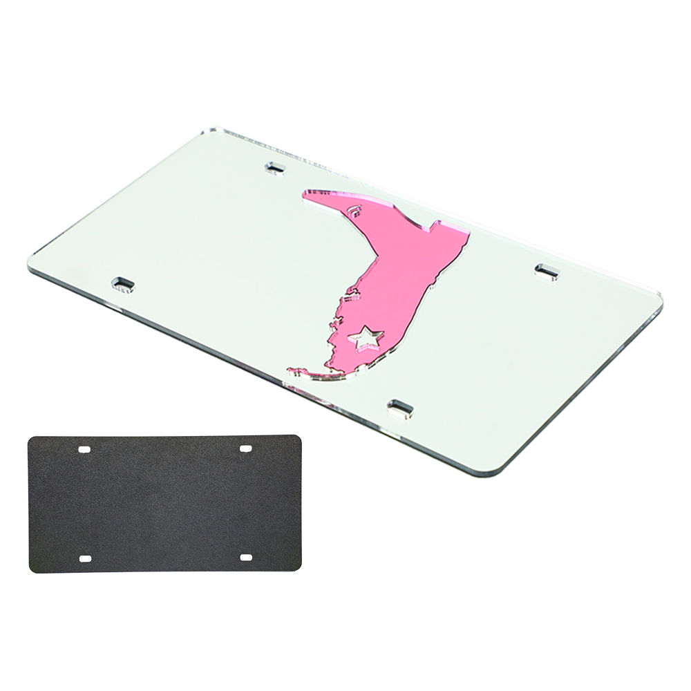 KA Depot Slim Stainless Steel License Plate Frame - Candy Hot Pink Chrome Finish, 2-Hole, Lightweight For Ford