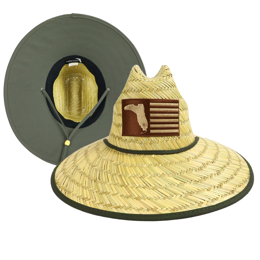 STRAW HAT OLIVE UNDER – Florida Cracker Style