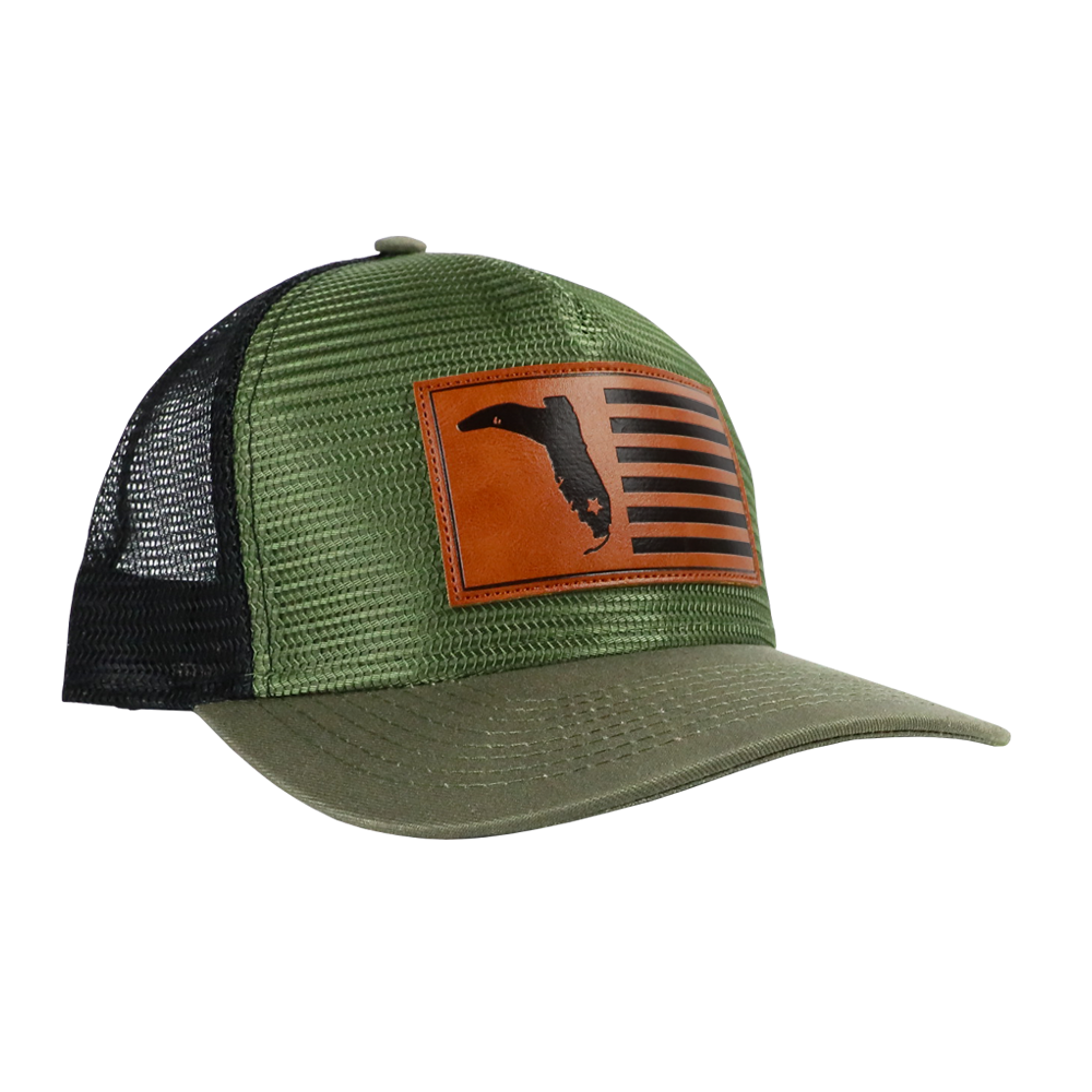LODEN/ BLACK LEATHER SQUARE PATCH HAT – Florida Cracker Style