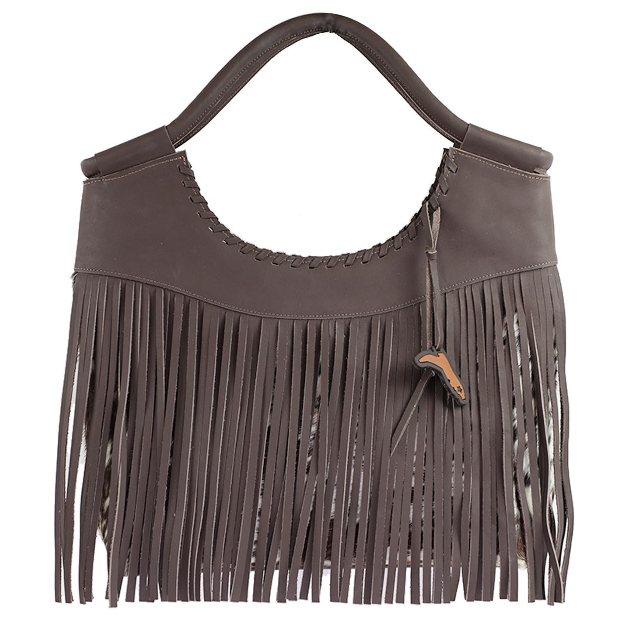 MUSTANG LEATHER COW HIDE PURSE WITH FRINGE Florida Cracker Style
