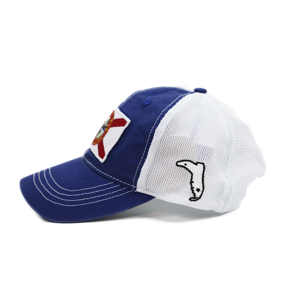 STATE FLAG PATCH ROYAL /WHITE MESH TRUCKER HAT