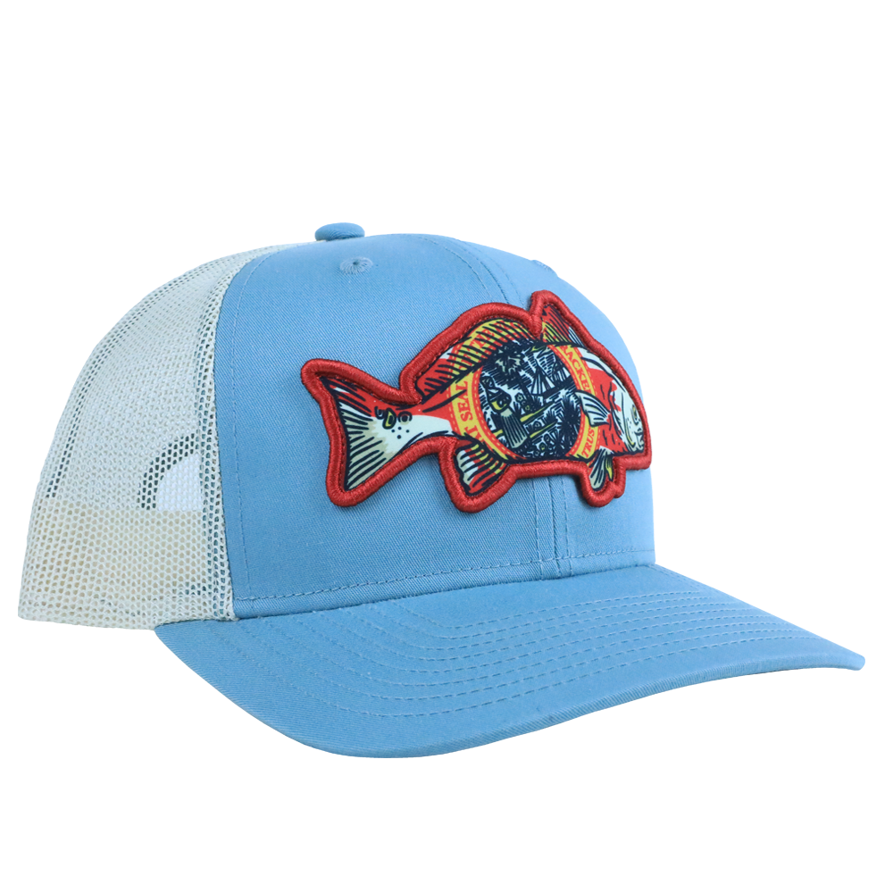 FL STATE FLAG REDFISH HAT - SMOKE BLUE/BEIGE – Florida Cracker Style