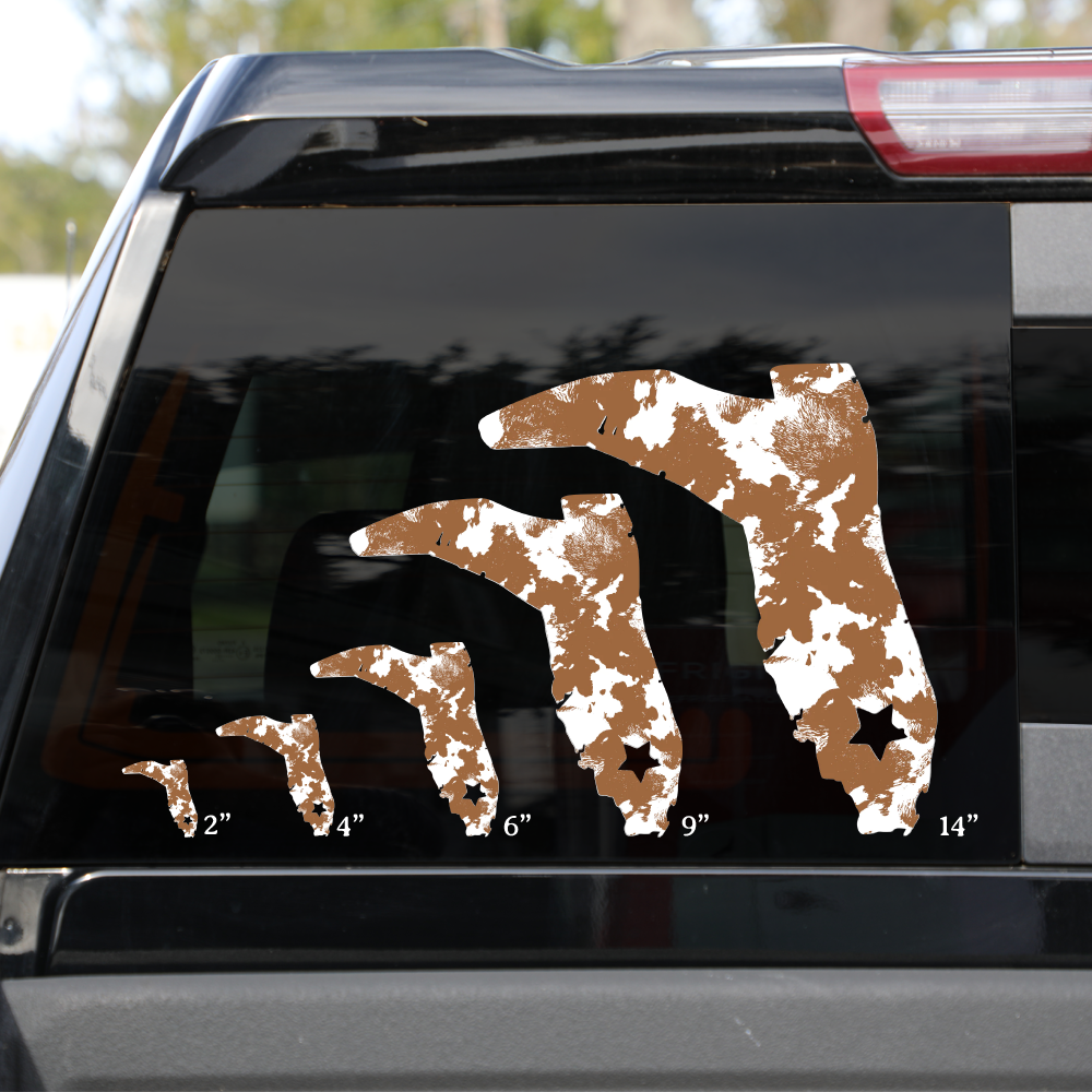 COW PRINT DECAL - TAN AND WHITE