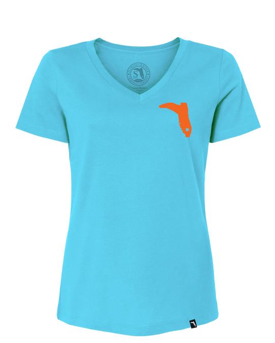 LIMITED CITRUS V-NECK - CANCUN BLUE