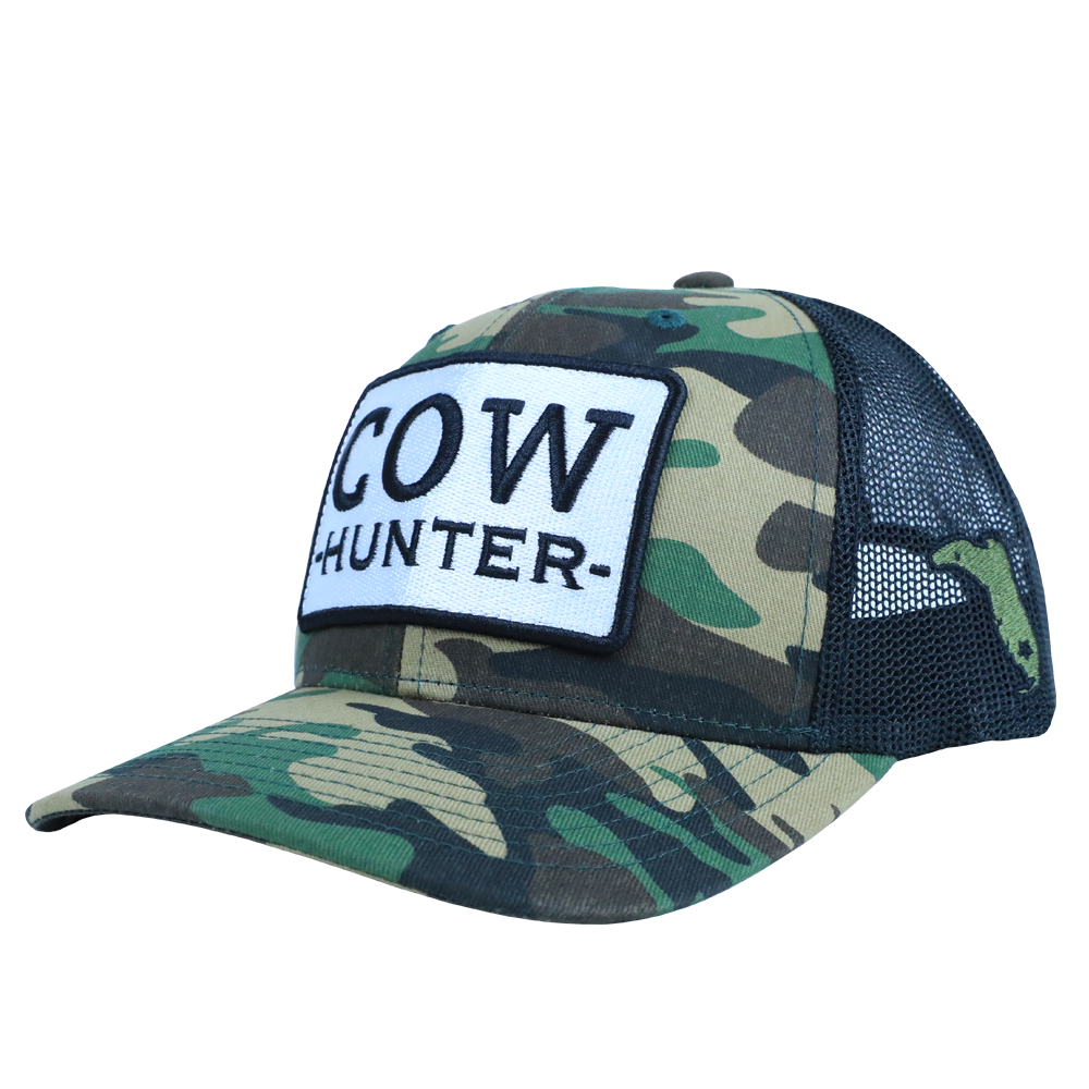 PATCH HAT - COW HUNTER - ARMY CAMO/BLACK