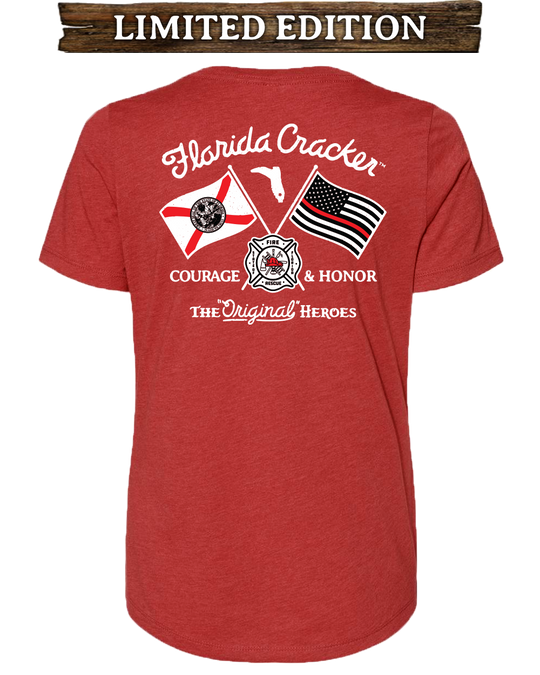 LIMITED FIREFIGHTER V-NECK - HEATHER RED