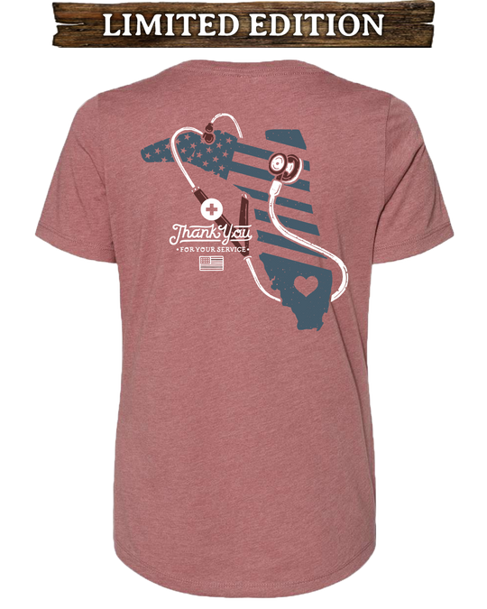 LIMITED NURSE V-NECK - MAUVE