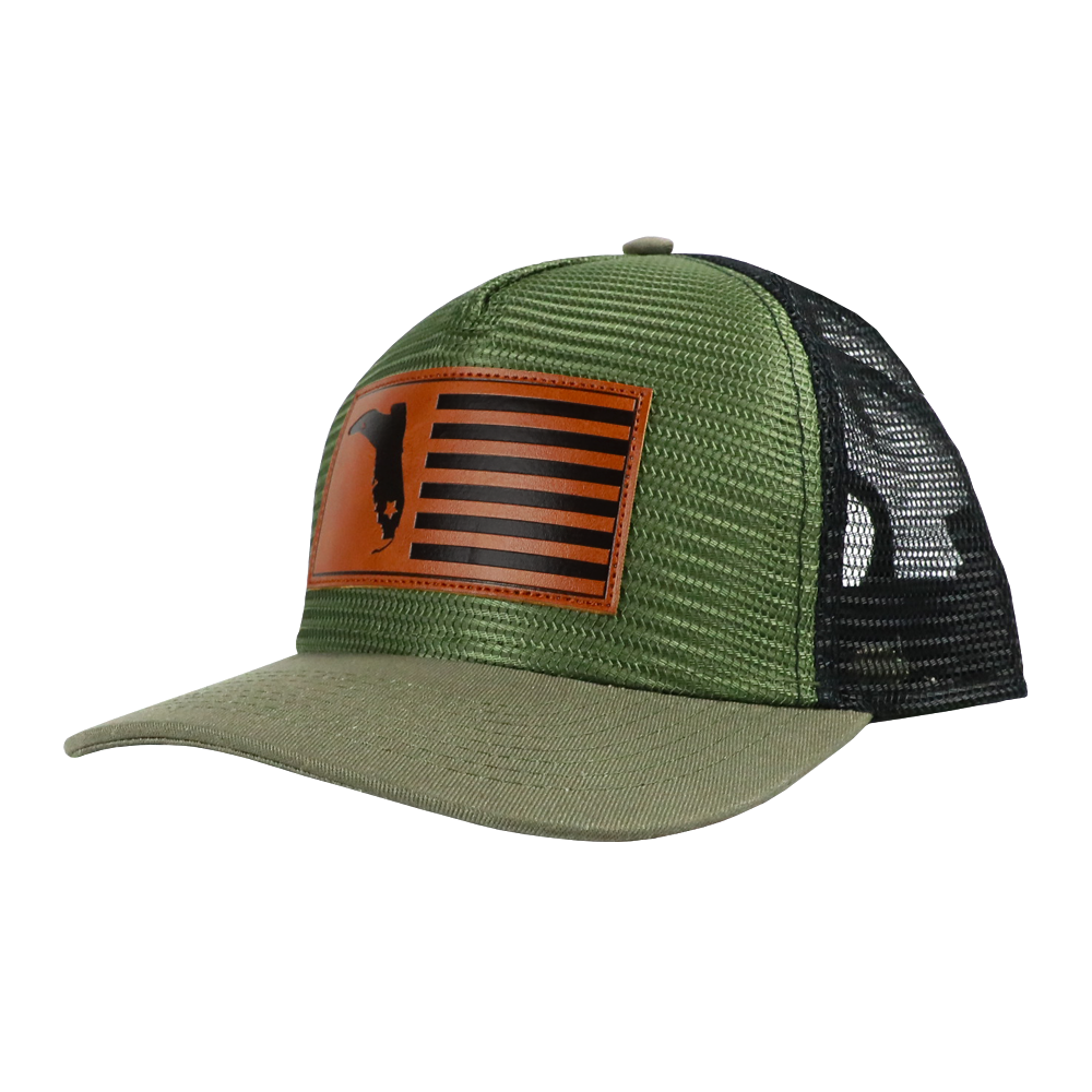 LODEN/ BLACK LEATHER SQUARE PATCH HAT – Florida Cracker Style