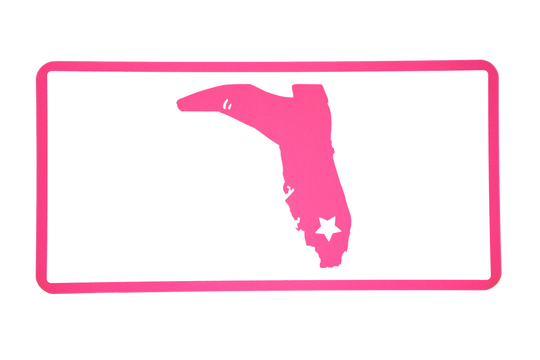 PINK/WHITE LICENSE PLATE