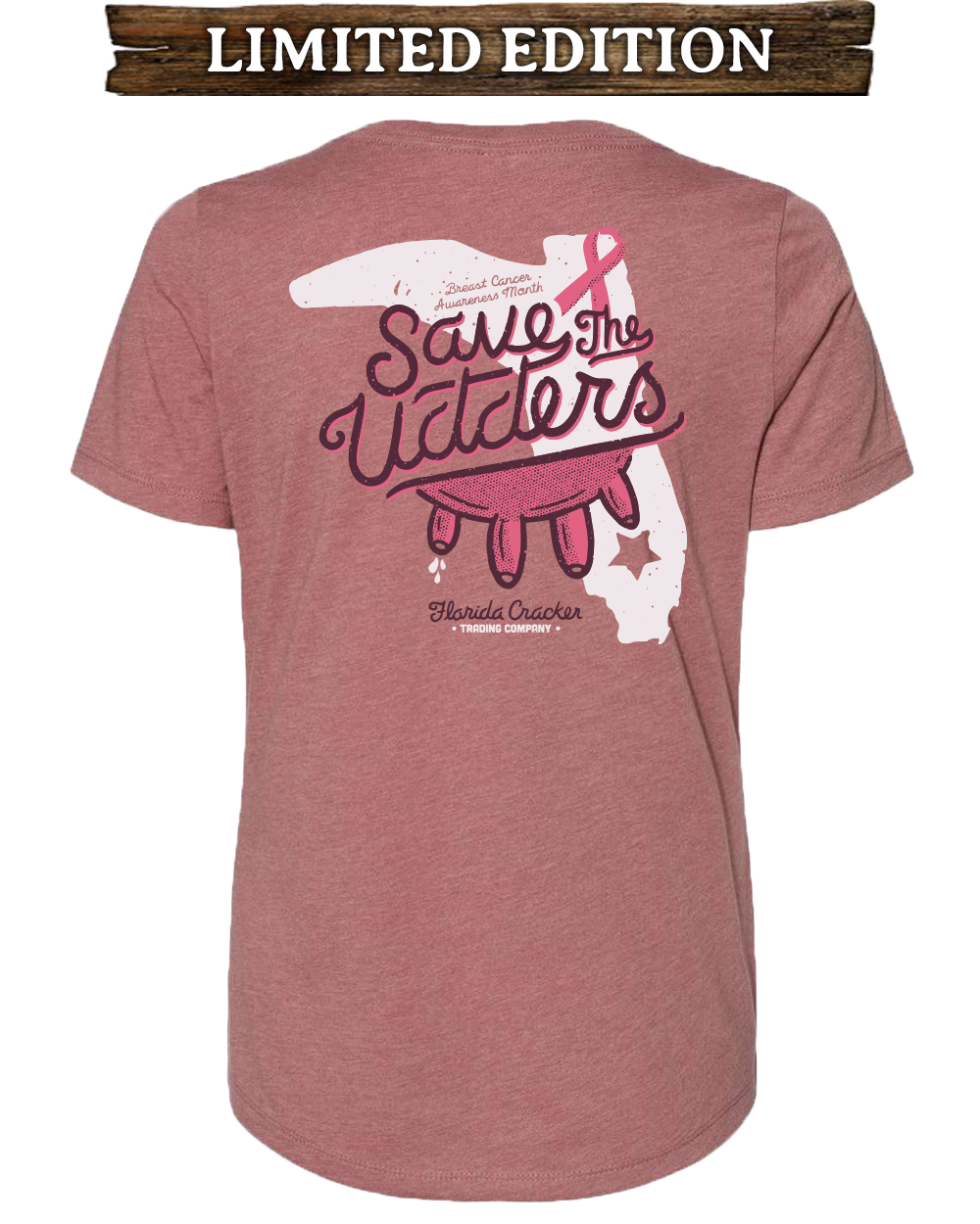 LIMITED BREAST CANCER V-NECK - MAUVE