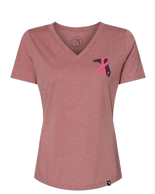 LIMITED BREAST CANCER V-NECK - MAUVE