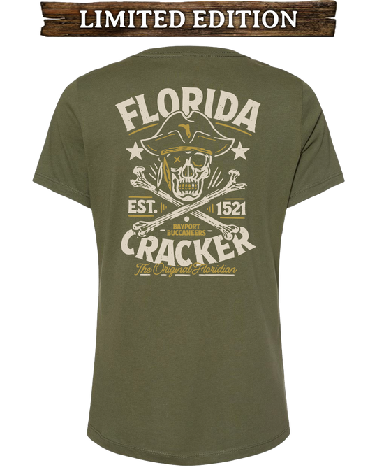 LIMITED PIRATE SKULL V-NECK - MILITARY GREEN