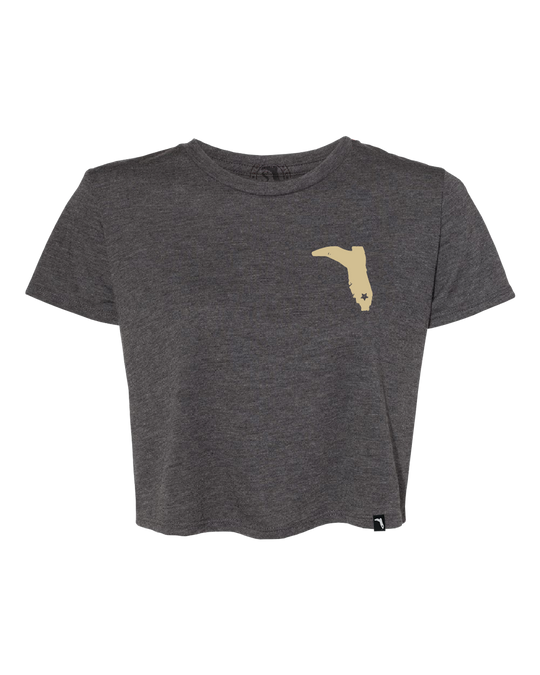 LIMITED STATE COW CROPTOP - DARK GREY