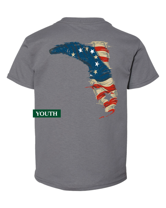 BETSY ROSS AMERICAN FLAG HEATHER GRAY YOUTH S/S