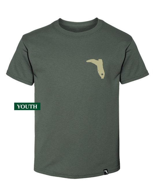 YOUTH STATE FLAG DAIRY COW - MILITARY GREEN