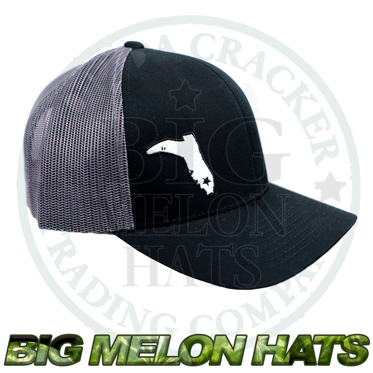 BIG MELON- XL BLACK/ GRAPHITE HAT – Florida Cracker Style