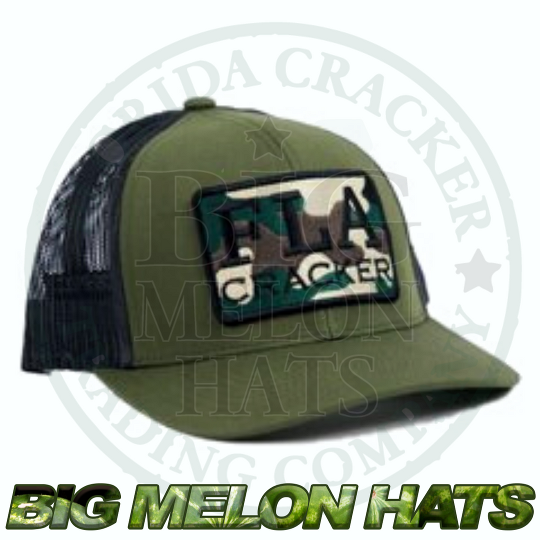 BIG MELON XL FLA PATCH - MOSS/CHARCOAL – Florida Cracker Style