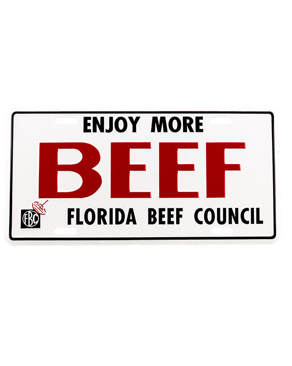 LICENSE PLATE RED & WHITE BEEF