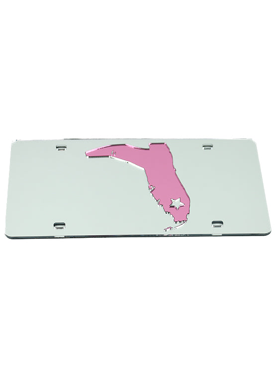 CHROME/PINK LICENSE PLATE