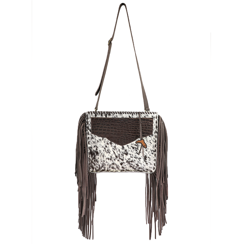 FLORIDA GYPSY- HANDMADE LEATHER & COWHIDE DOUBLE FRINGE MESSENGER
