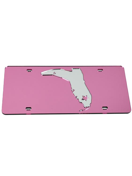 PINK/CHROME LICENSE PLATE