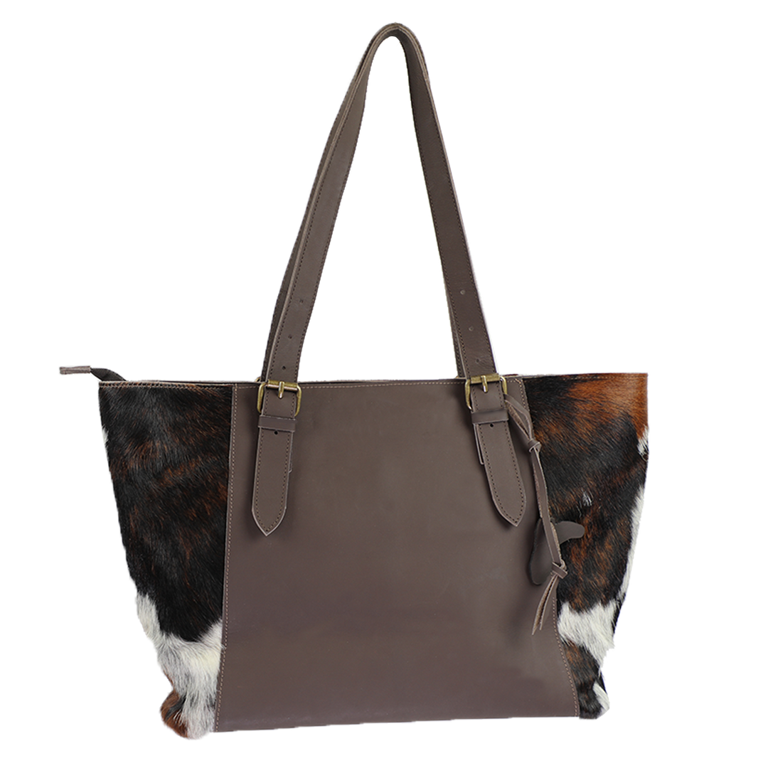 RANCHER- HANDMADE LARGE LEATHER & COWHIDE TOTE