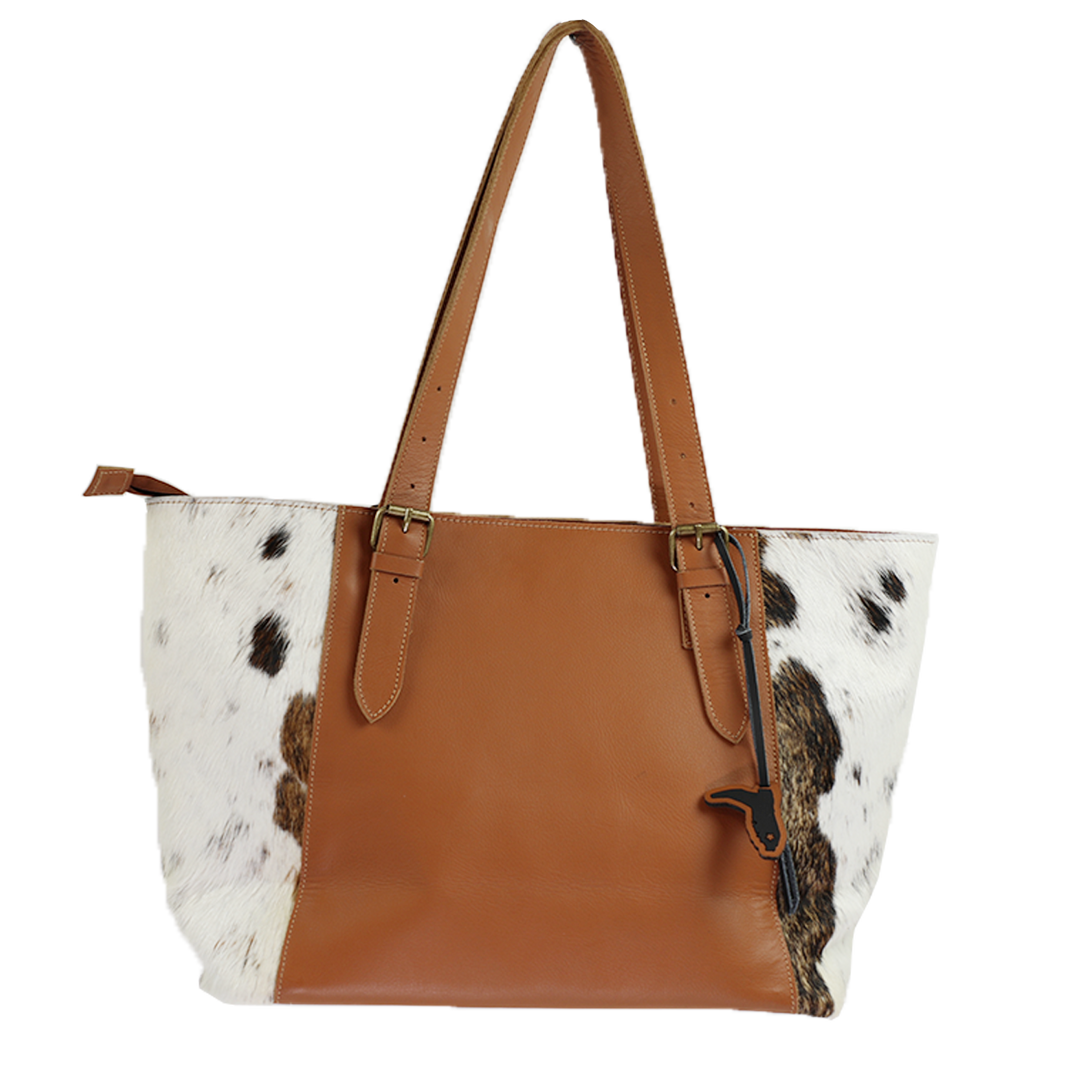 RANCHER HANDMADE LARGE LEATHER COWHIDE TOTE Florida Cracker Style