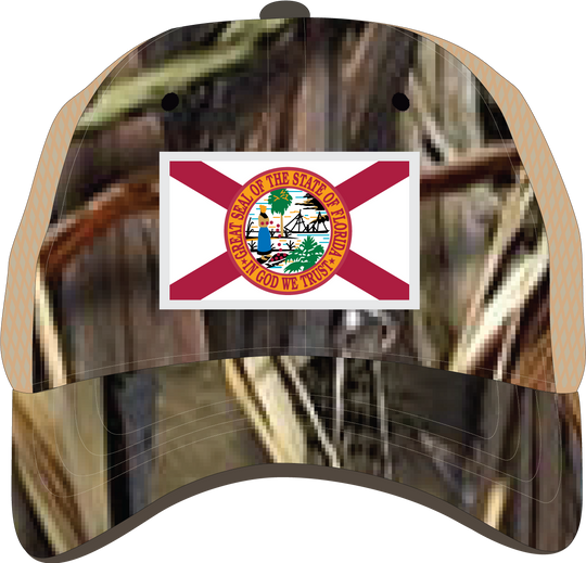 STATE FLAG PATCH CAMO/TAN MESH TRUCKER HAT