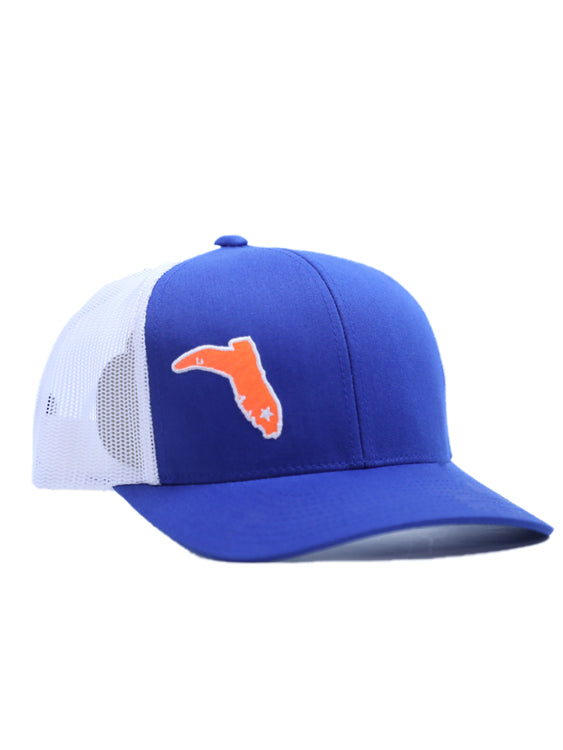 6 PANEL ROYAL BLUE ON WHITE WITH ORANGE BOOT