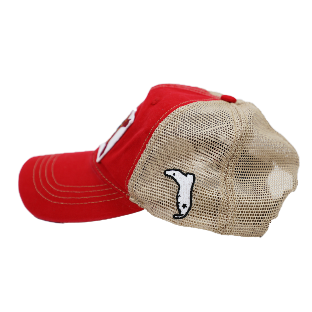 STATE FLAG PATCH RED /TAN MESH TRUCKER HAT – Florida Cracker Style